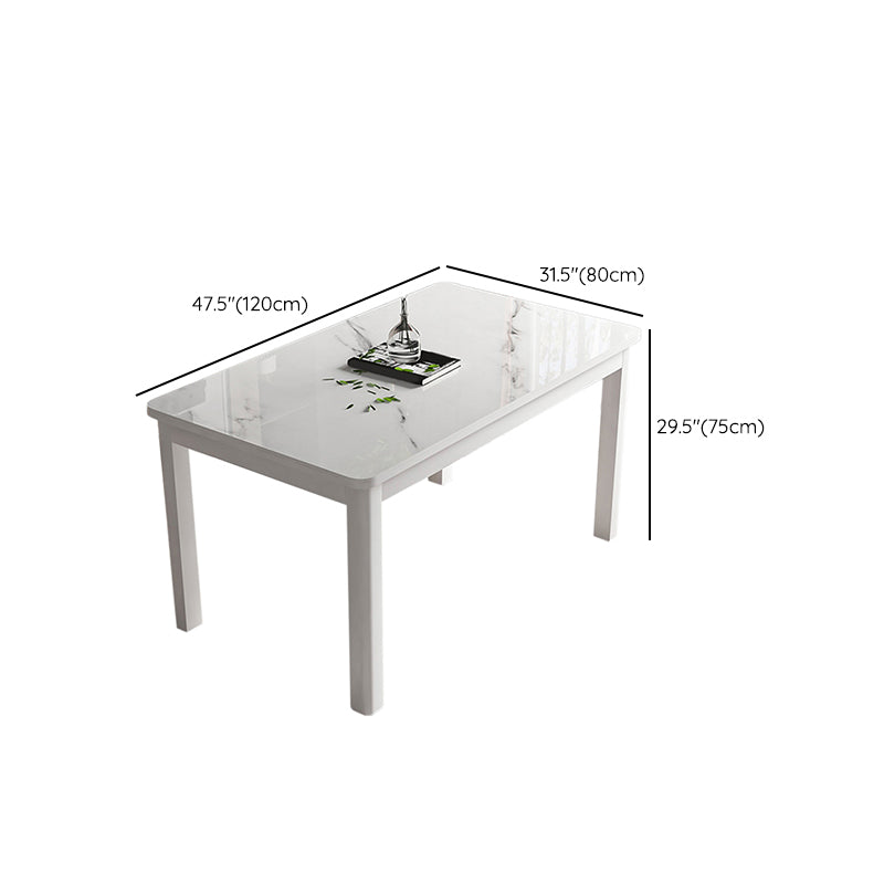 Modern Glass Desktop Rectangle Dining Table Metal Legs for Dining Room