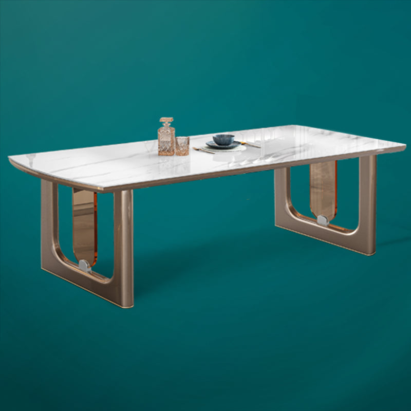 Glossy White Stone Top Dining Table Set for Home 1/2/5/7 Pcs Modern Dinette Set