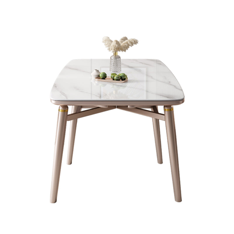 White Dining Table Set 1/5/7 Pieces Stone Dinette Set for Kitchen