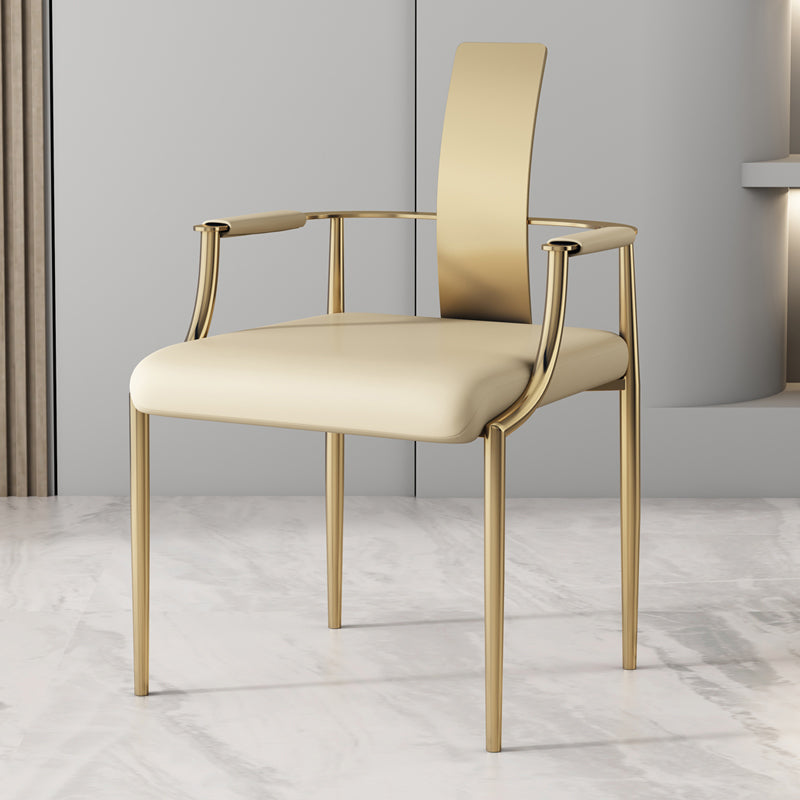 Modern Armrest Backrest Cushion Chair with Metal Base for Living Room