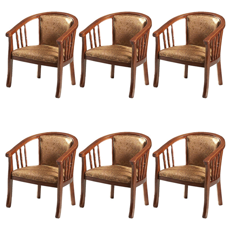 Modern Simple Arm Chair Wooden Base Upholstered Guest Chair for Dining Room