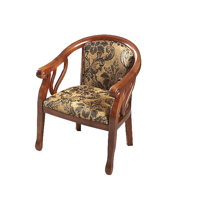 Modern Simple Arm Chair Wooden Base Upholstered Guest Chair for Dining Room