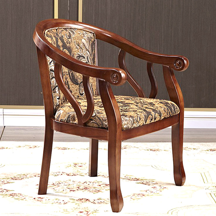 Modern Simple Arm Chair Wooden Base Upholstered Guest Chair for Dining Room
