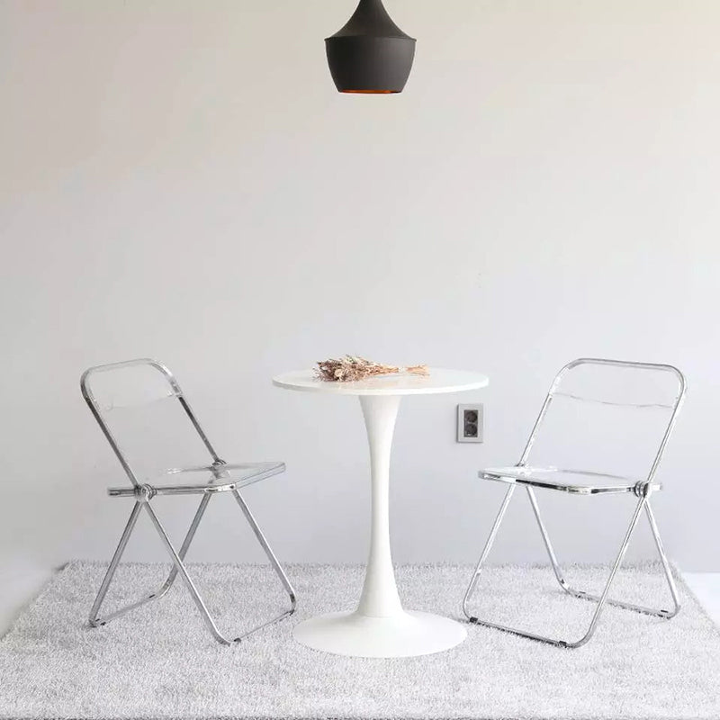 Modern Foldable Backrest Acrylic Chair with Metal Legs for Dining Room