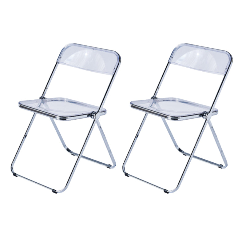 Modern Foldable Backrest Acrylic Chair with Metal Legs for Dining Room