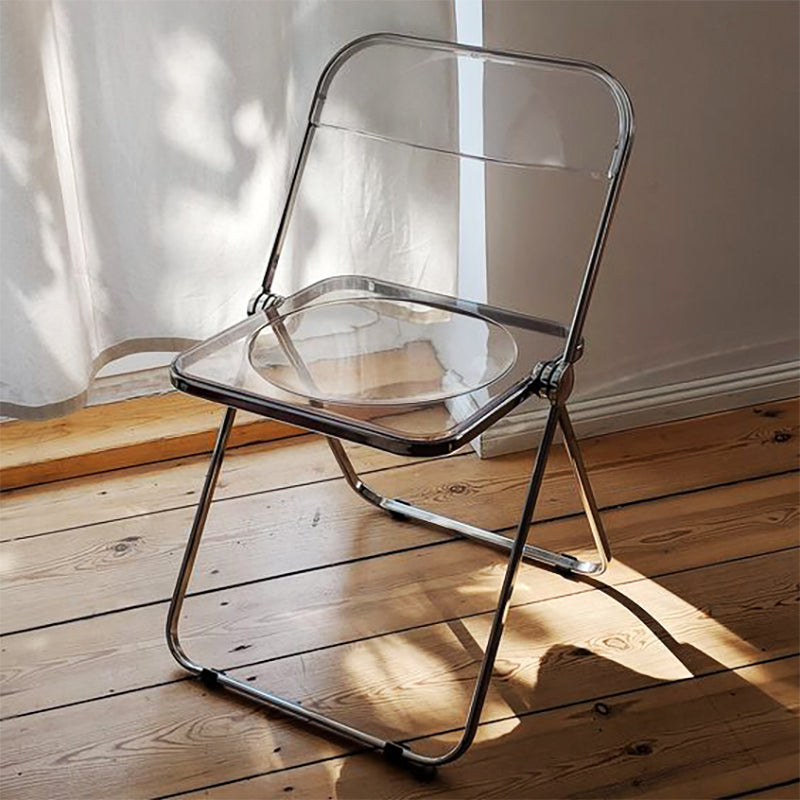 Modern Foldable Backrest Acrylic Chair with Metal Legs for Dining Room