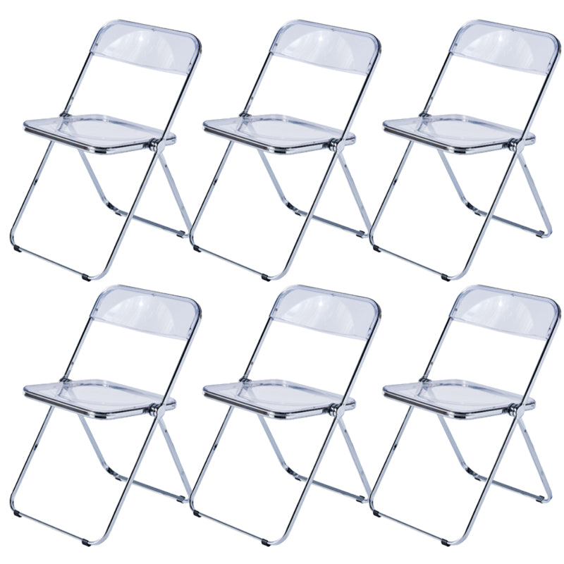 Modern Foldable Backrest Acrylic Chair with Metal Legs for Dining Room