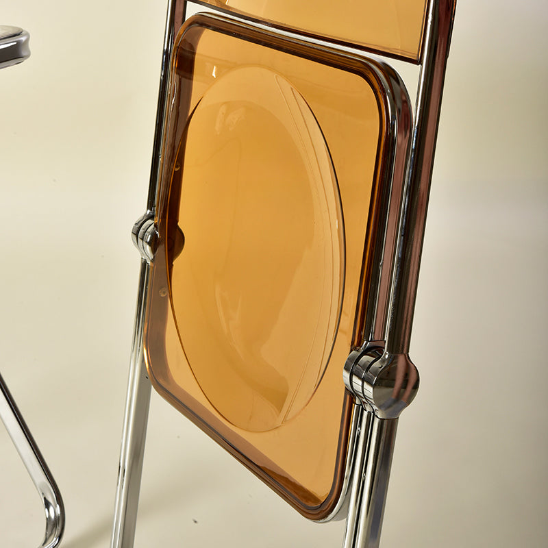 Modern Foldable Backrest Acrylic Chair with Metal Legs for Dining Room