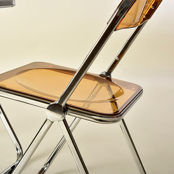 Modern Foldable Backrest Acrylic Chair with Metal Legs for Dining Room