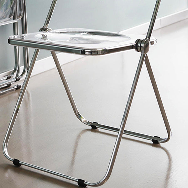 Modern Foldable Backrest Acrylic Chair with Metal Legs for Dining Room