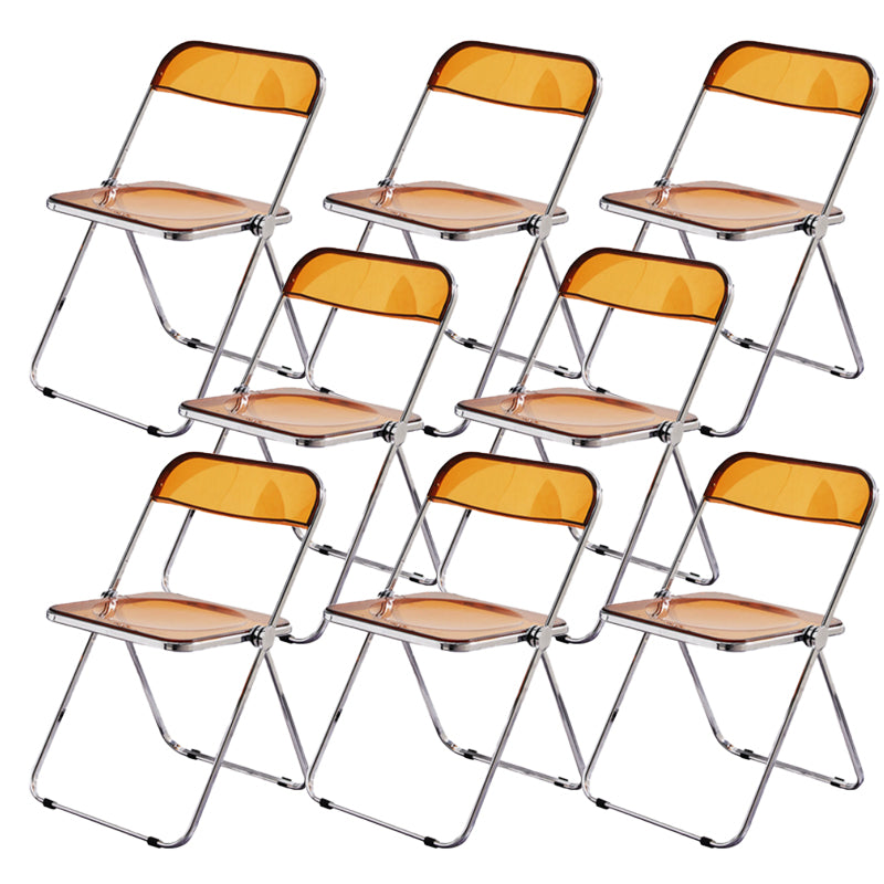 Modern Foldable Backrest Acrylic Chair with Metal Legs for Dining Room