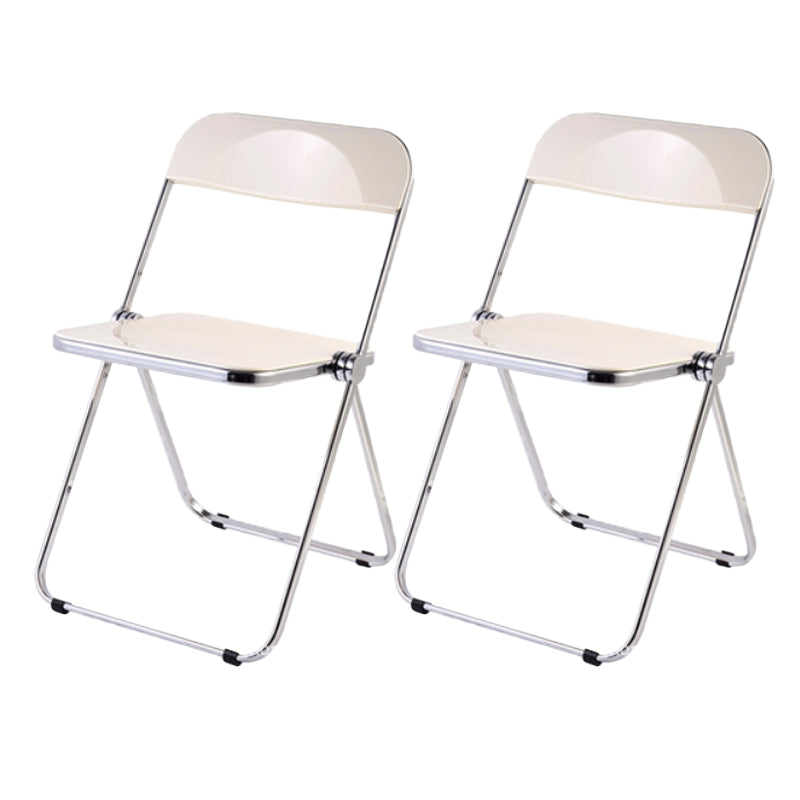 Modern Foldable Backrest Acrylic Chair with Metal Legs for Dining Room