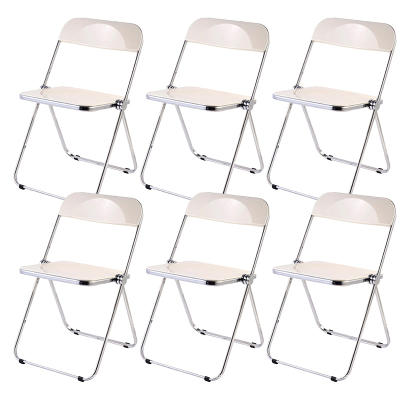Modern Foldable Backrest Acrylic Chair with Metal Legs for Dining Room