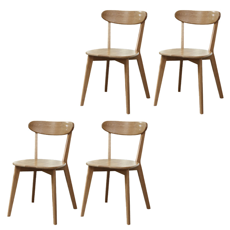 Modern Armless Backrest Wood Chair with Oak Legs for Dining Room