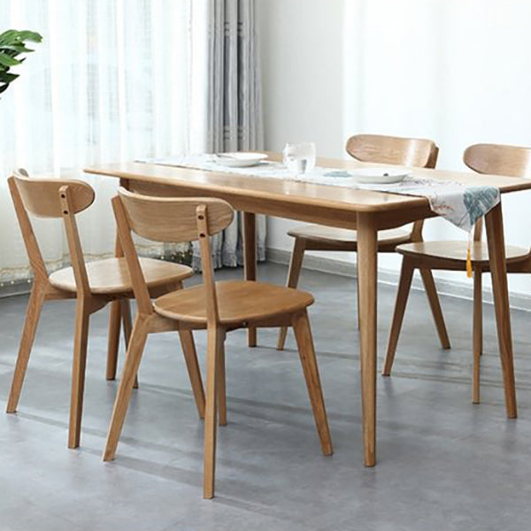 Modern Armless Backrest Wood Chair with Oak Legs for Dining Room