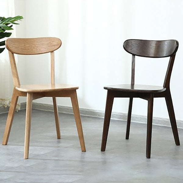 Modern Armless Backrest Wood Chair with Oak Legs for Dining Room
