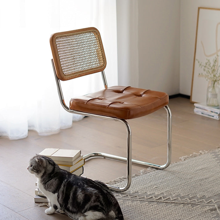 Modern Backrest Cushion Chair with Metal Base for Dining Room