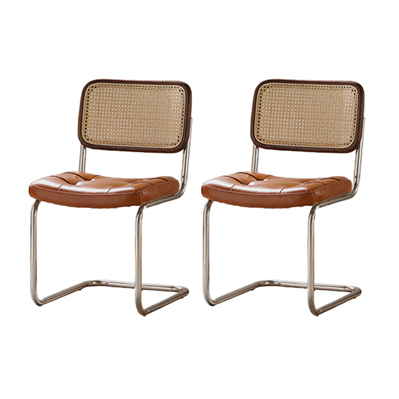 Modern Backrest Cushion Chair with Metal Base for Dining Room