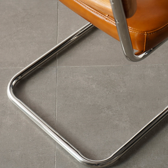 Modern Backrest Cushion Chair with Metal Base for Dining Room