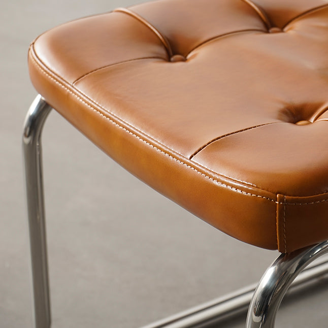 Modern Backrest Cushion Chair with Metal Base for Dining Room