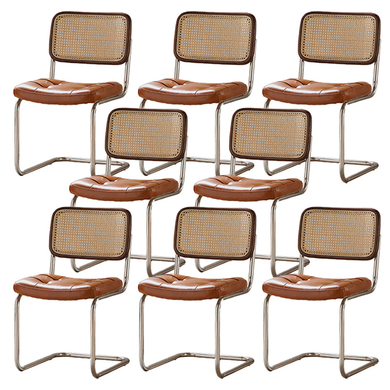 Modern Backrest Cushion Chair with Metal Base for Dining Room