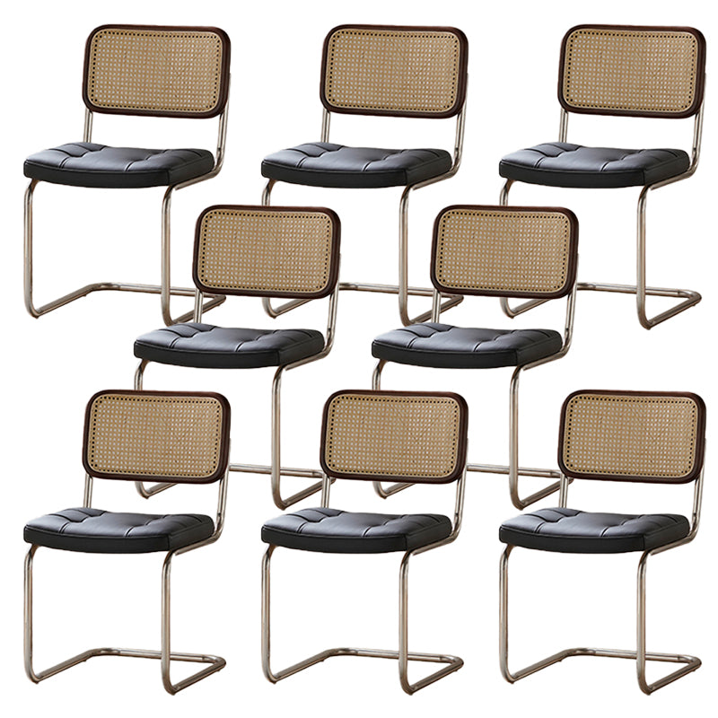 Modern Backrest Cushion Chair with Metal Base for Dining Room
