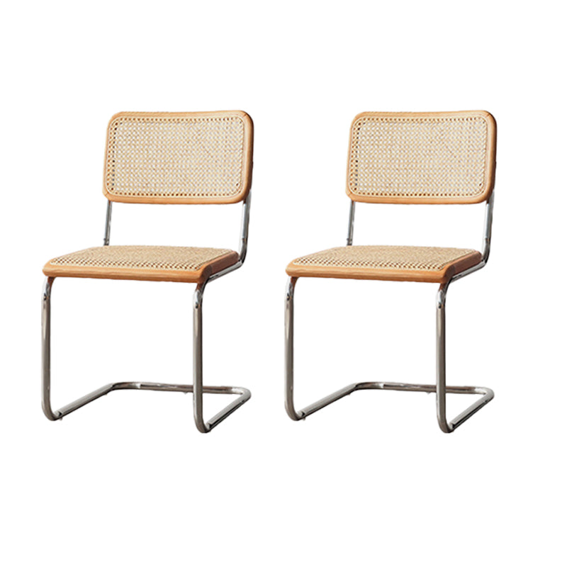 Modern Backrest Cushion Chair with Metal Base for Dining Room