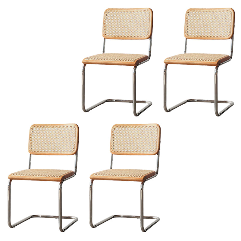 Modern Backrest Cushion Chair with Metal Base for Dining Room