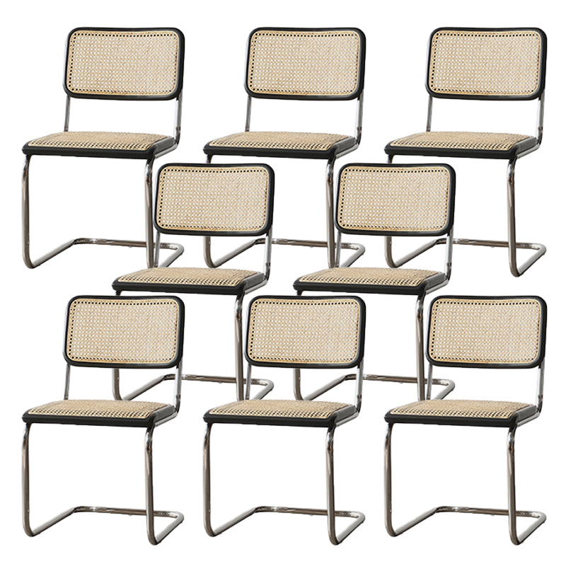 Modern Backrest Cushion Chair with Metal Base for Dining Room