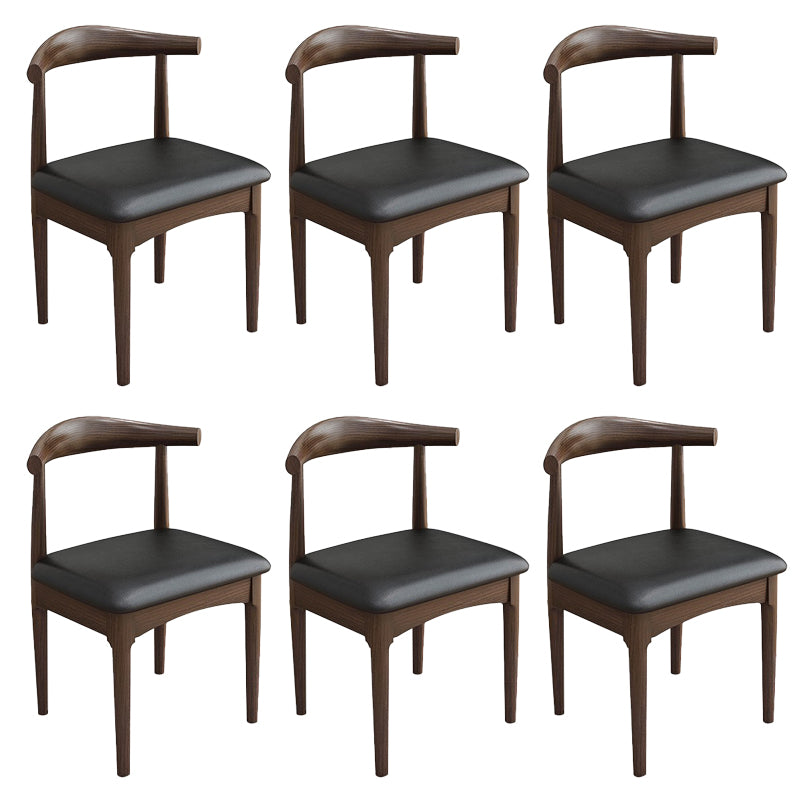 Modern Armless Backrest Chair with Rubber Wood Legs for Dining Room
