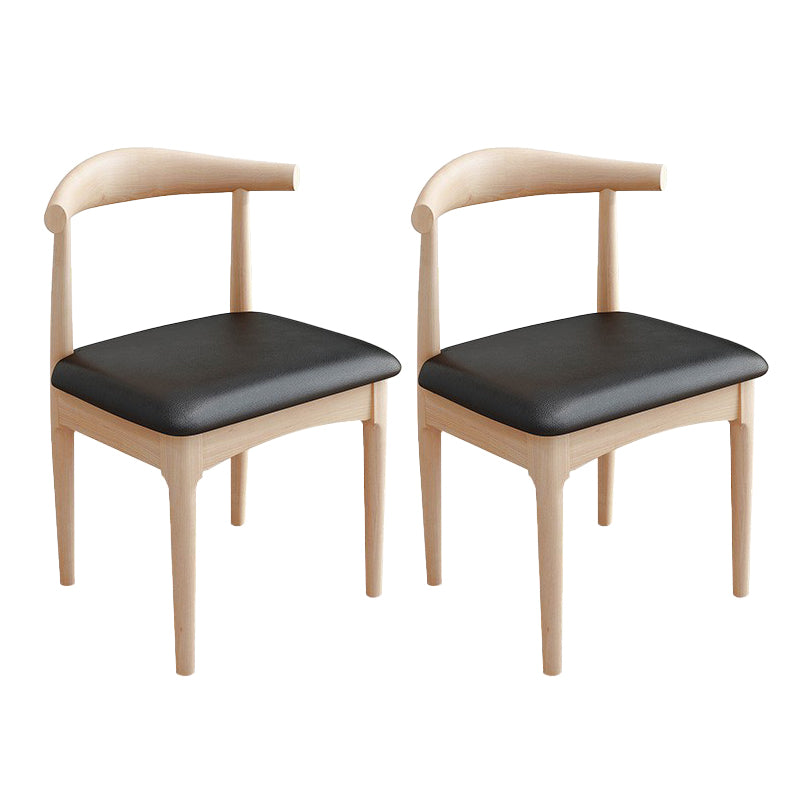 Modern Armless Backrest Chair with Rubber Wood Legs for Dining Room