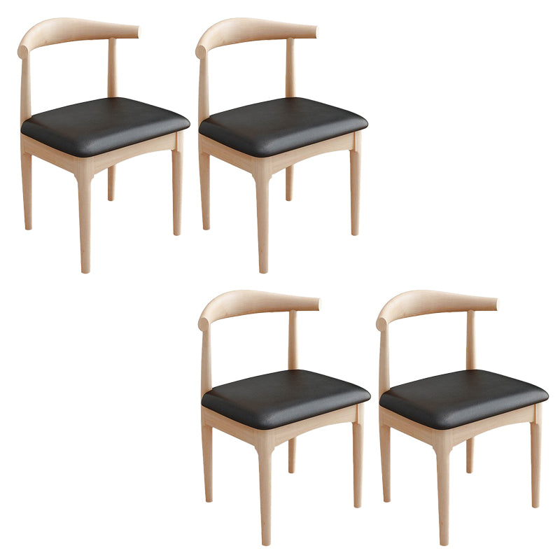 Modern Armless Backrest Chair with Rubber Wood Legs for Dining Room