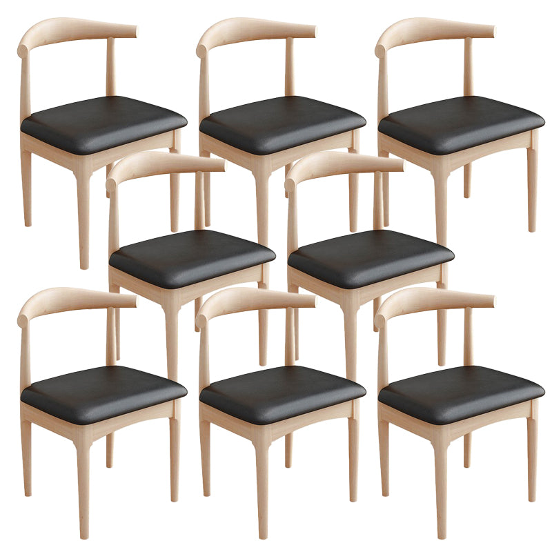 Modern Armless Backrest Chair with Rubber Wood Legs for Dining Room