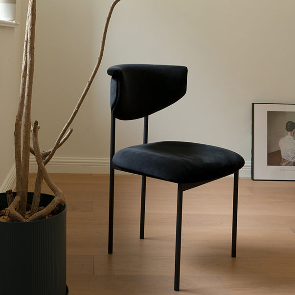 Nordic Armless Backrest Cushion Chair with Metal Legs for Dining Room