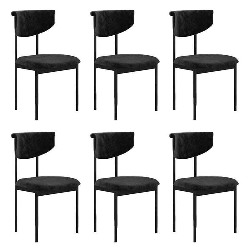 Nordic Armless Backrest Cushion Chair with Metal Legs for Dining Room