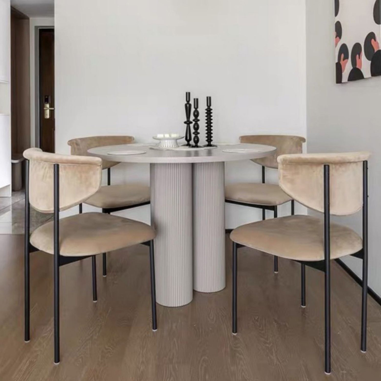 Nordic Armless Backrest Cushion Chair with Metal Legs for Dining Room