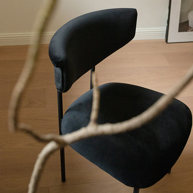 Nordic Armless Backrest Cushion Chair with Metal Legs for Dining Room