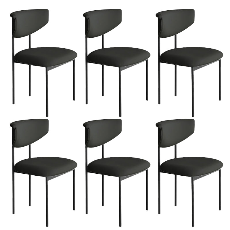 Nordic Armless Backrest Cushion Chair with Metal Legs for Dining Room