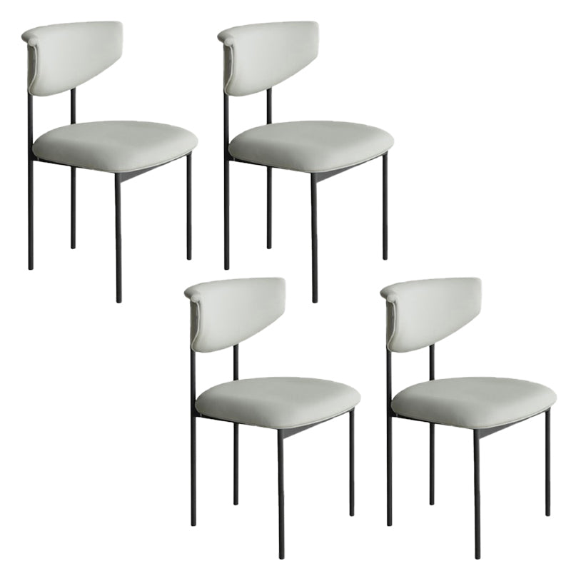 Nordic Armless Backrest Cushion Chair with Metal Legs for Dining Room