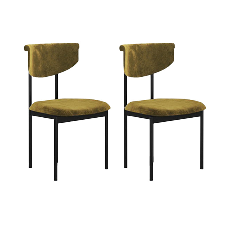 Nordic Armless Backrest Cushion Chair with Metal Legs for Dining Room