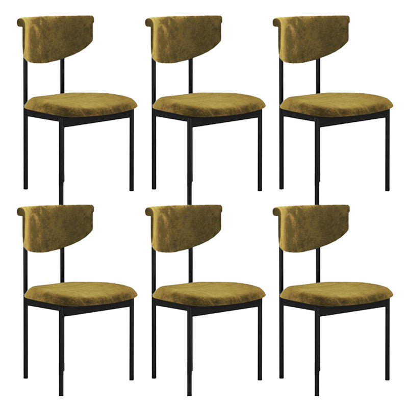 Nordic Armless Backrest Cushion Chair with Metal Legs for Dining Room