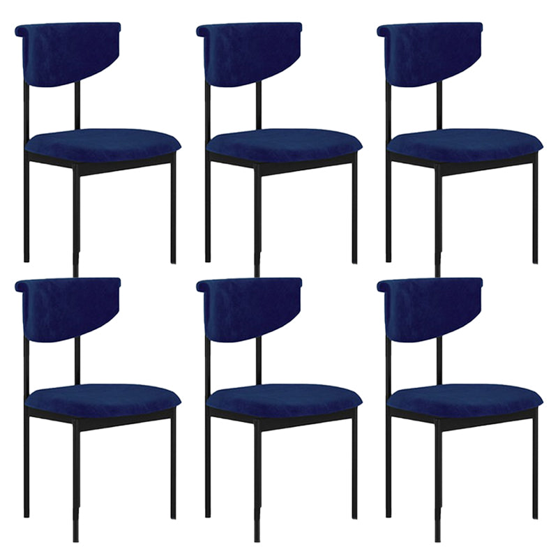 Nordic Armless Backrest Cushion Chair with Metal Legs for Dining Room