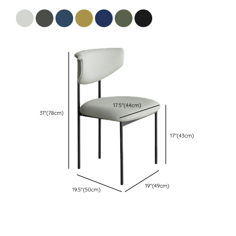 Nordic Armless Backrest Cushion Chair with Metal Legs for Dining Room