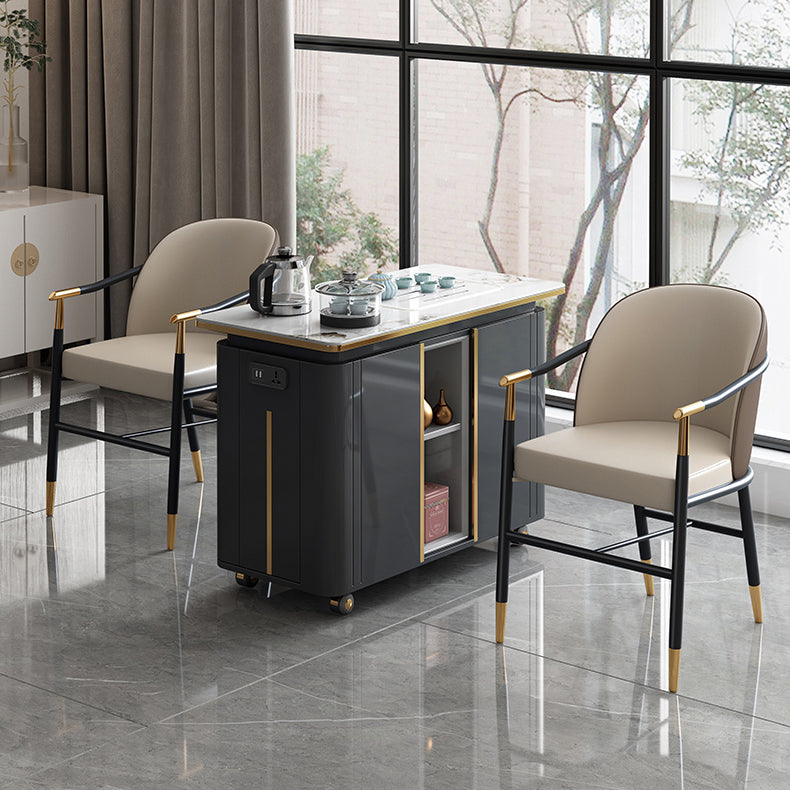 Modern Backrest Armrest Cushion Chair with Metal Legs for Living Room