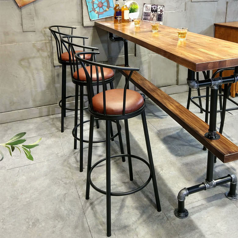 1/4/7 Pieces Industrial Rectangular Wood Top Pub Table with Metal Bar Stool Set
