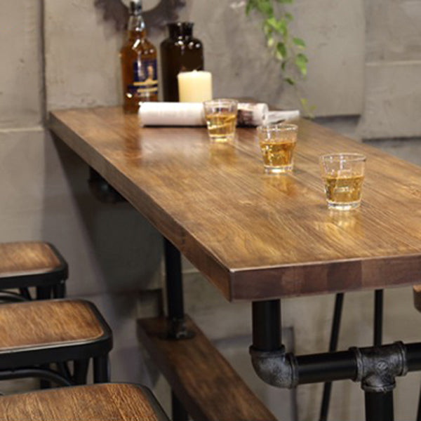 1/4/7 Pieces Industrial Rectangular Wood Top Pub Table with Metal Bar Stool Set