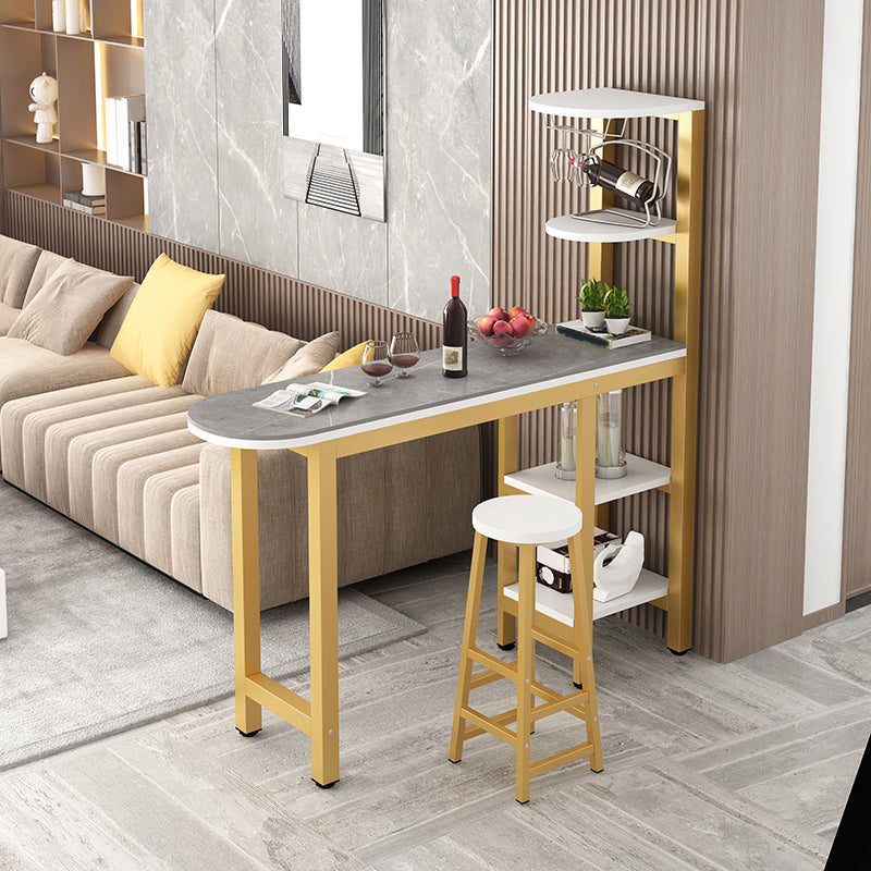 1/2 Piece Pub Dining Set Glam Style Bar Table with Metal Stool