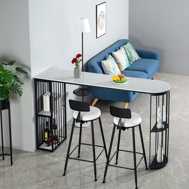 Modern Pub Height Dining Table White and Black Counter Height Table