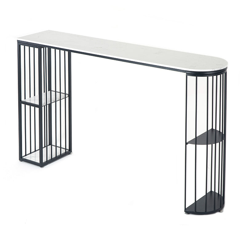 Modern Pub Height Dining Table White and Black Counter Height Table