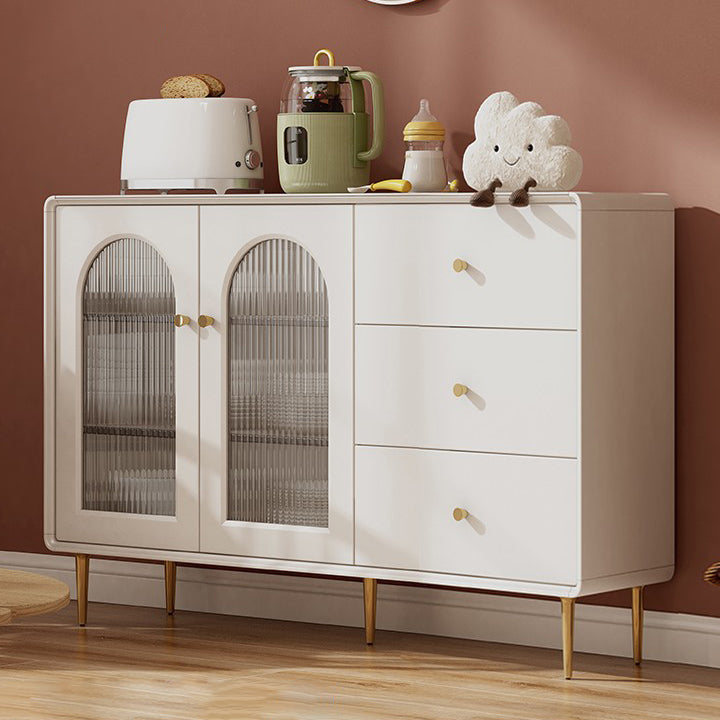 Contemporary Sideboard Cabinet Faux Wood Sideboard Table with Legs for Kitchen